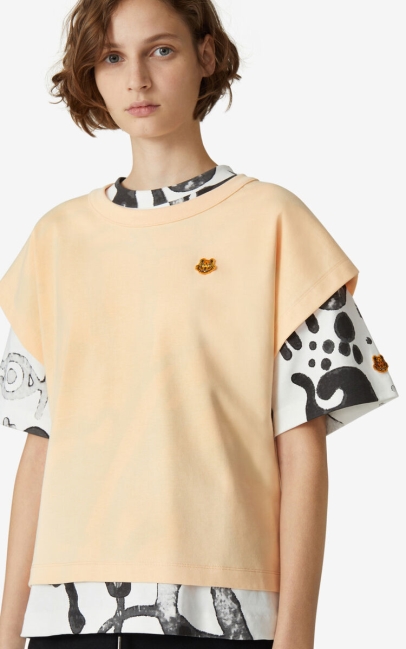 Kenzo Women Tiger Crest Boxy T-shirt Peach